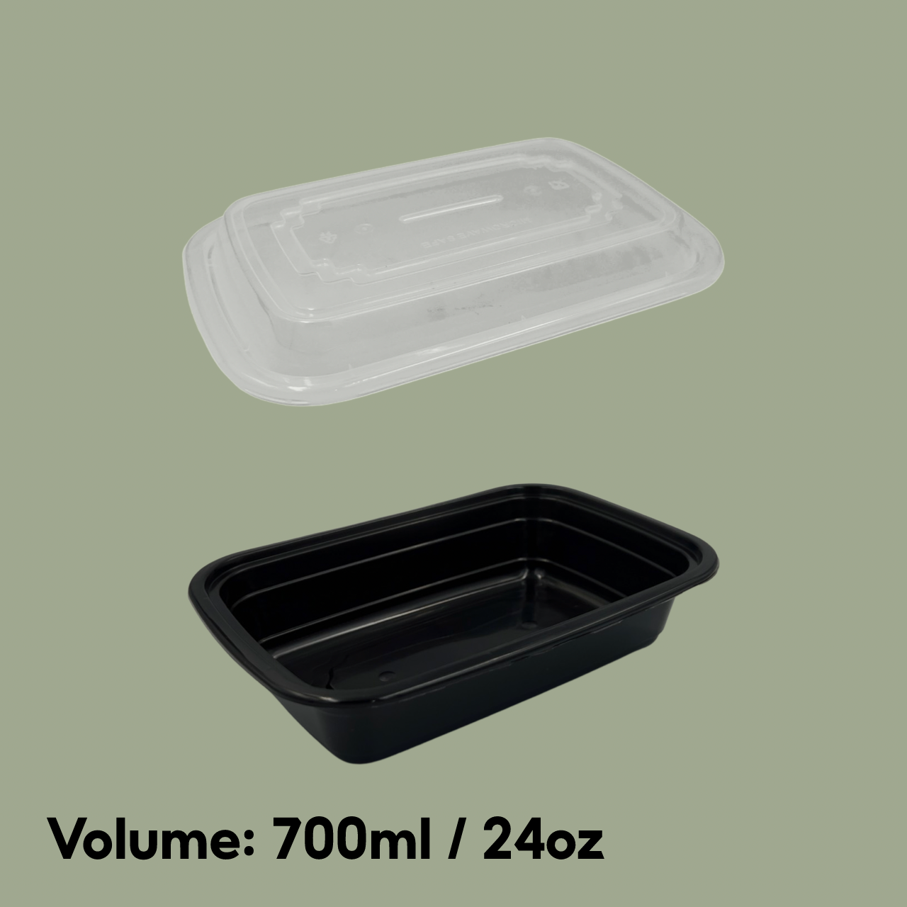HW-HIGRADE RECT BOX AMERICAN BLK 24OZ (150SET/CTN)