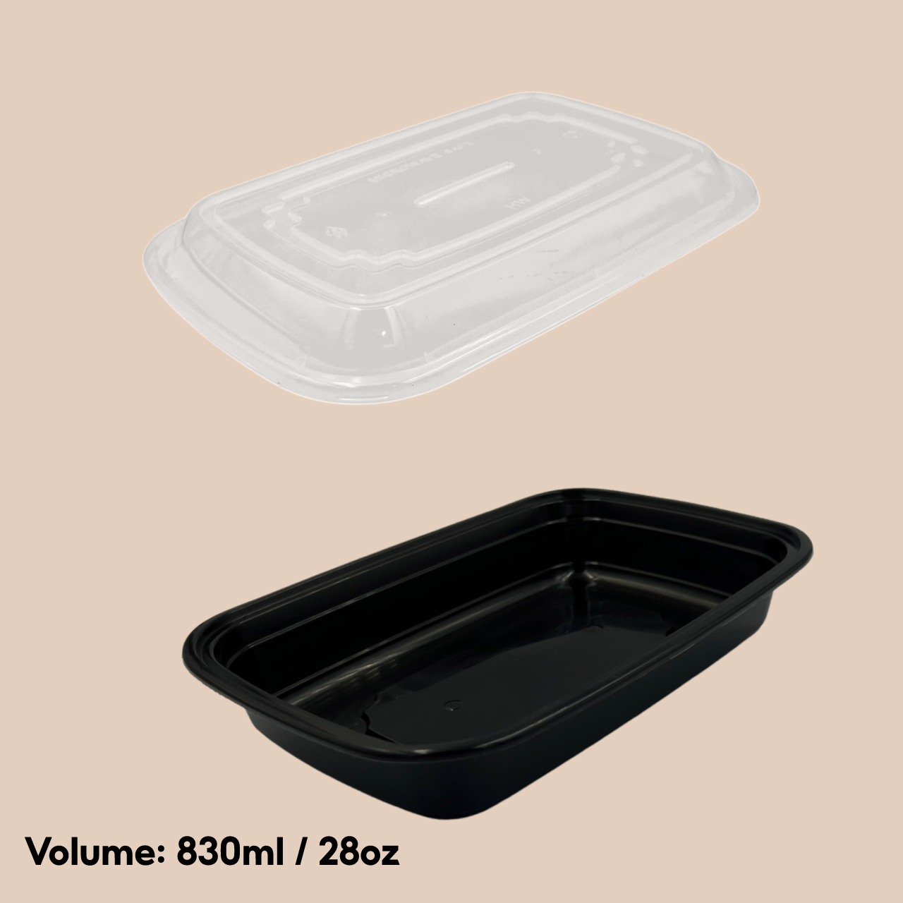 HW-HIGRADE RECT BOX AMERICAN BLK 28OZ (150SET/CTN)