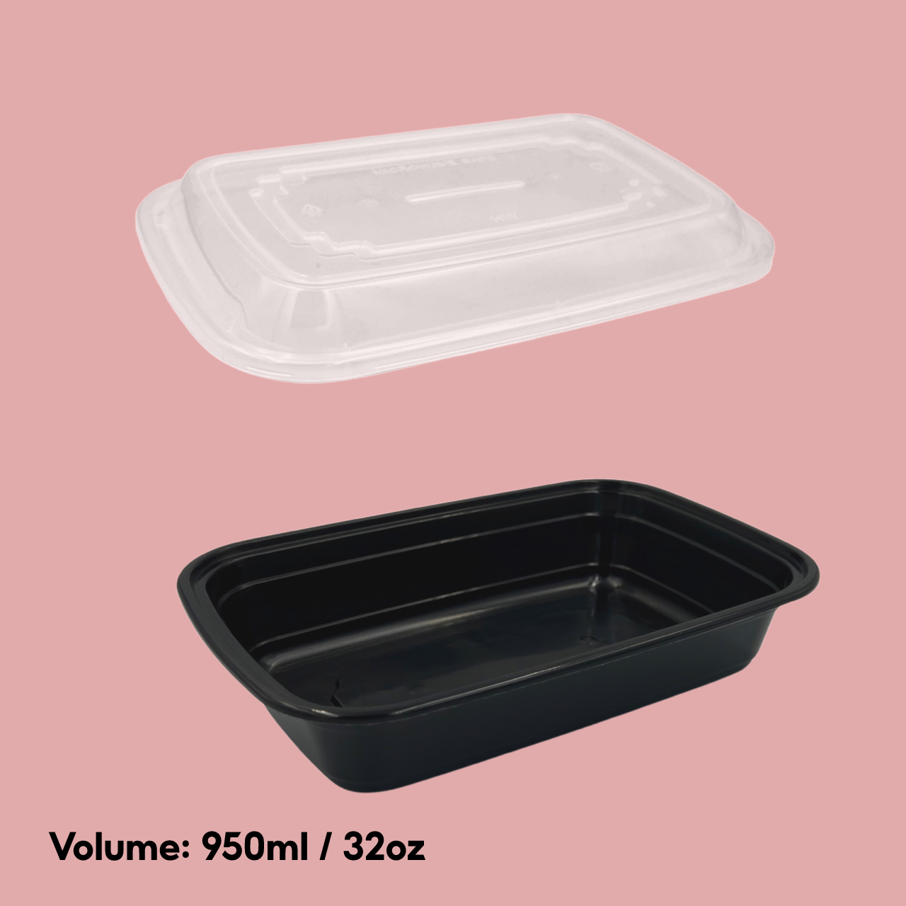 HW-HIGRADE RECT BOX AMERICAN BLK 32OZ (150SET/CTN)