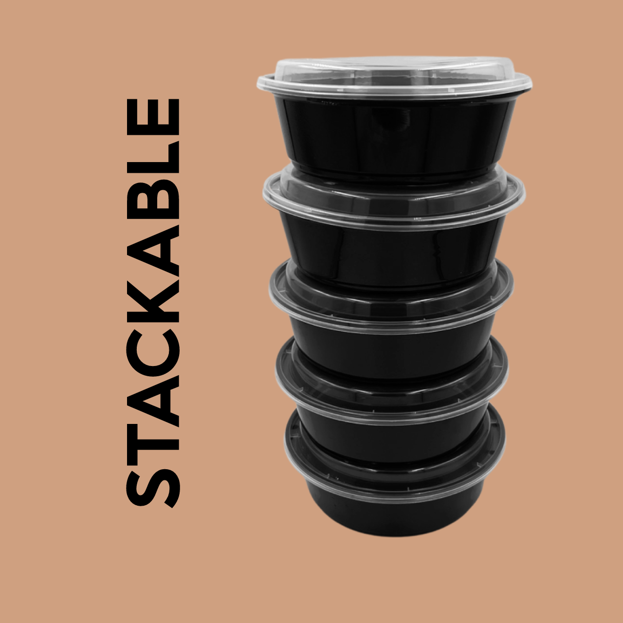 ROUND CONTAINER Y1000 BLACK-SZ (150SET/CTN)