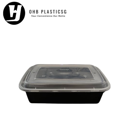 HW-RECT BOX AMERICAN BLK 1200ML (50SET X 3)