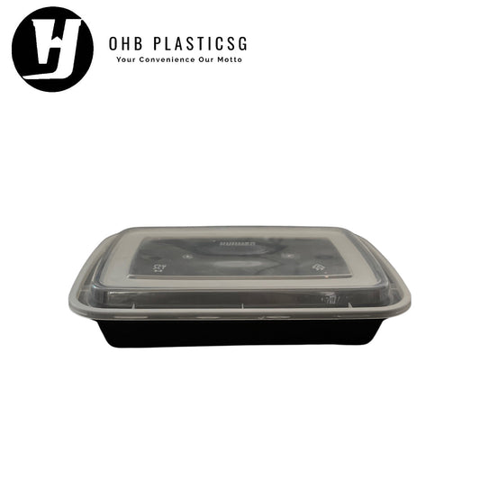 HW-RECT BOX AMERICAN BLK 800ML (50SET X 3)