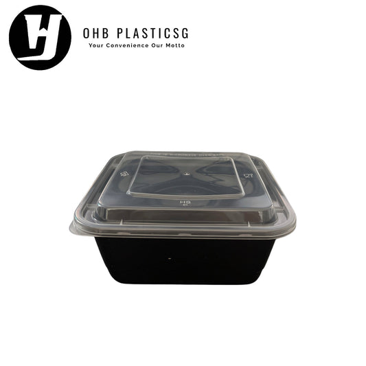 SQUARE BOX 1520ML BLACK (50SET X 3)