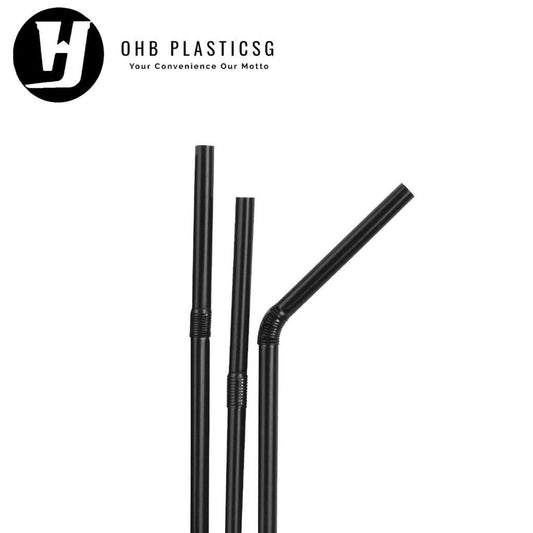 BENDY STRAW ART BLK 27CM (1600PC/CTN)