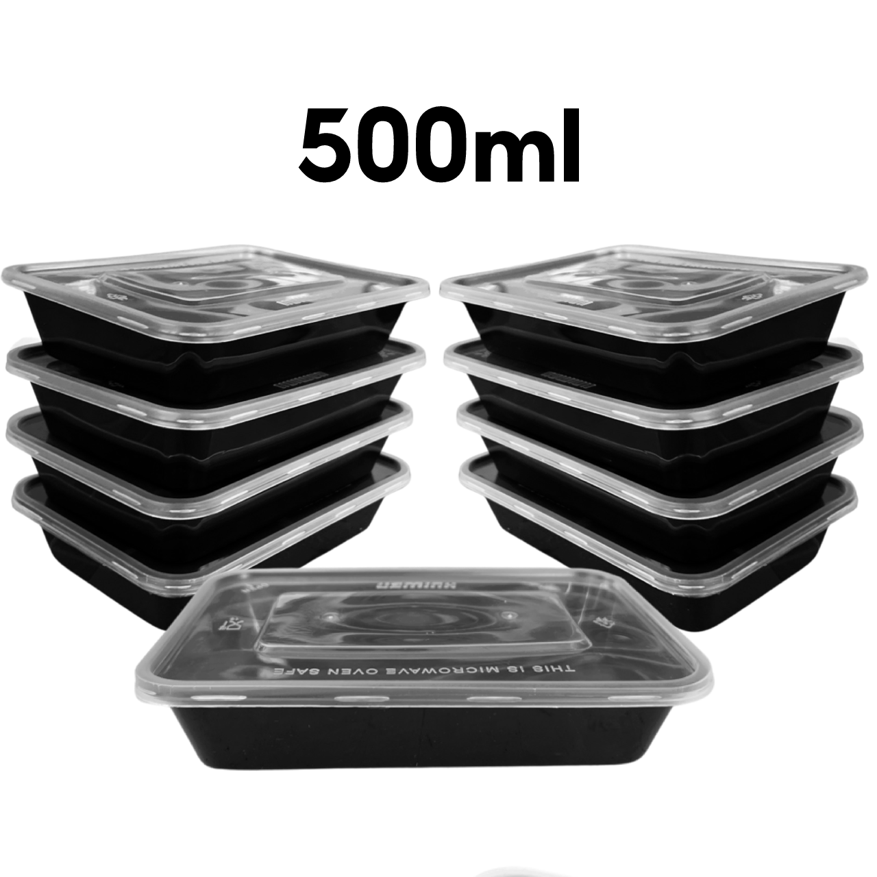 HW-RECT BOX BLACK 500ML (300SET/CTN)