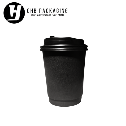 PAPER CUP DB WALL MATTE BLACK 8OZ-LC (500PC/CTN)
