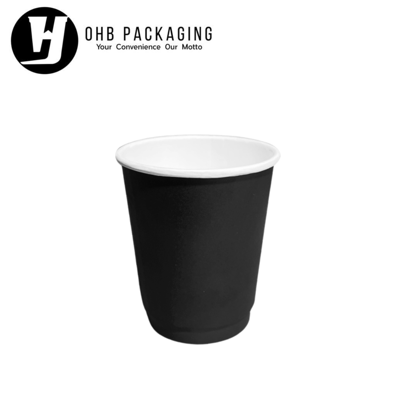 PAPER CUP DB WALL MATTE BLACK 8OZ-LC (500PC/CTN)