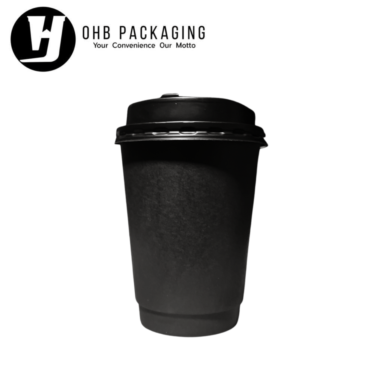 PAPER CUP DB WALL MATTE BLACK 12OZ-LC (500PC/CTN)