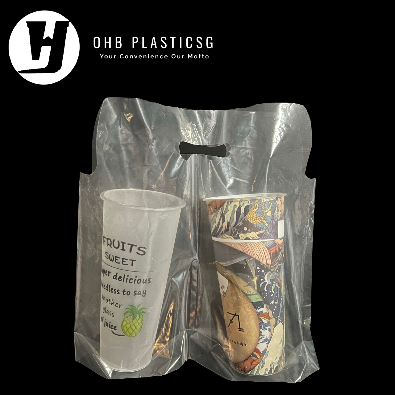 PE PLASTIC CARRIER-TWO CUP (100PC/ROLL)