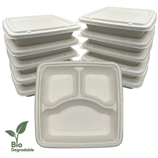 BIODEGRADABLE BENTO 3C SC93 (200PC/CTN) (BASE ONLY)