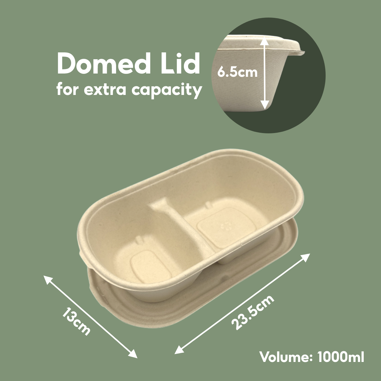 BIO 2 COMPARTMENT RECT 1000ML N-SERIES (500PC/CTN)