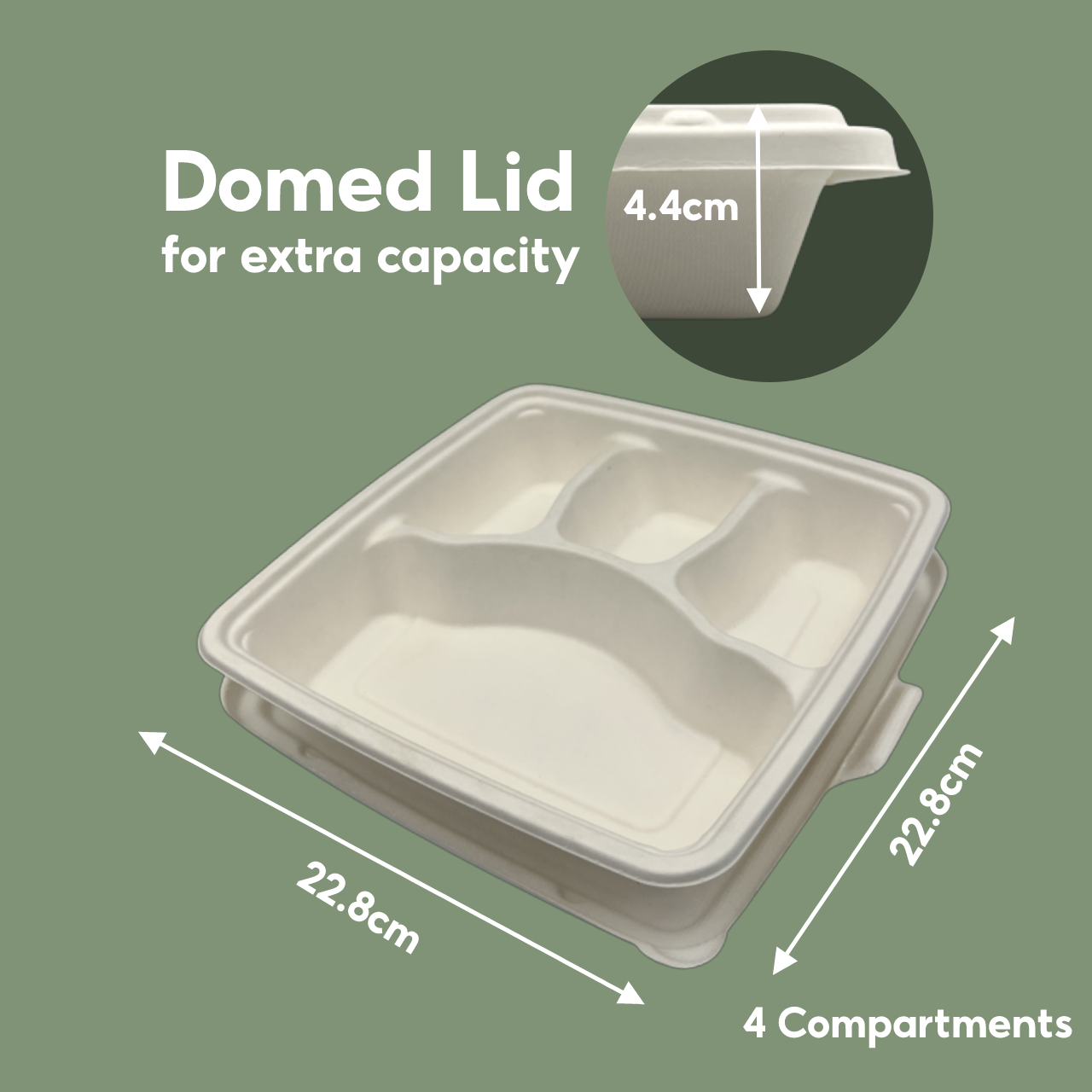 BIODEGRADABLE BENTO 4C SC94 (200PC/CTN)