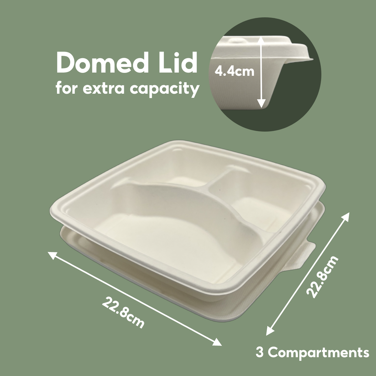 BIODEGRADABLE BENTO 3C SC93 (200PC/CTN) (BASE ONLY)