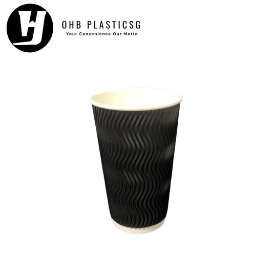 LC-PAPER CUP CORRUGATED BLACK 16OZ (25PC X 20)